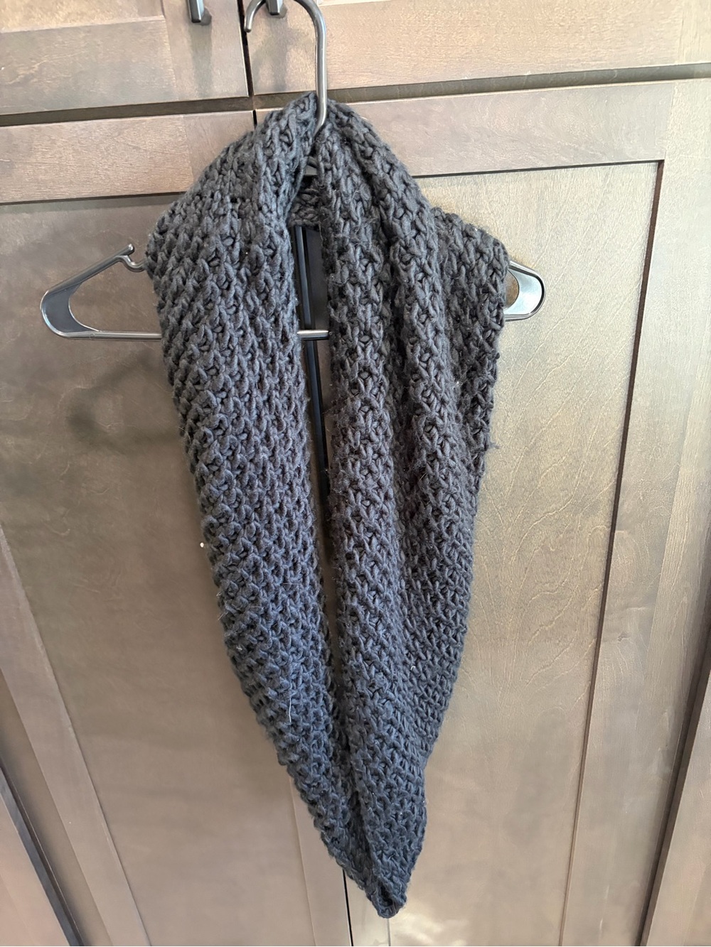Black Chunky Knit Infinity Scarf Cozy Winter Scarf